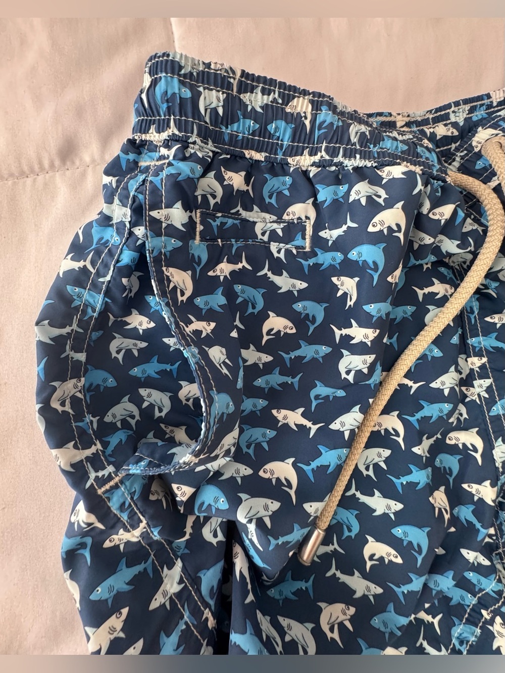 MC2 Saint Barth Men's Shark-Print Swim Shorts - Navy & White & Blue - Picture 10 of 15